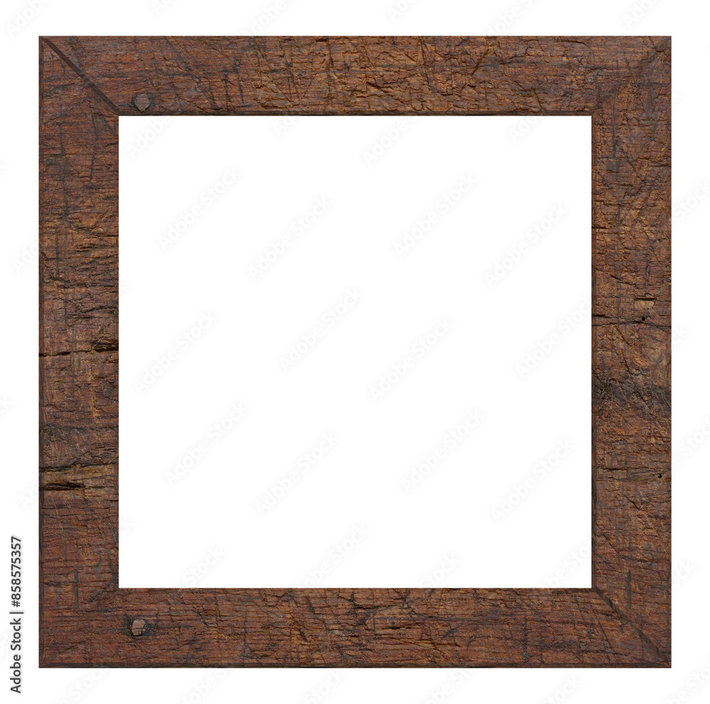 Empty square wooden frame made from old oak on isolated background Empty square wooden frame made from old oak on isolated background
