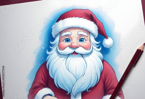 Merry Chrishmas santa and christmas tree background photo