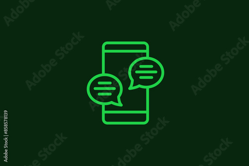 Vector chatting illustration in flat design style, geometric texting icon.