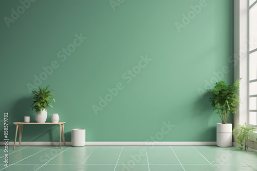 empty room with green wall