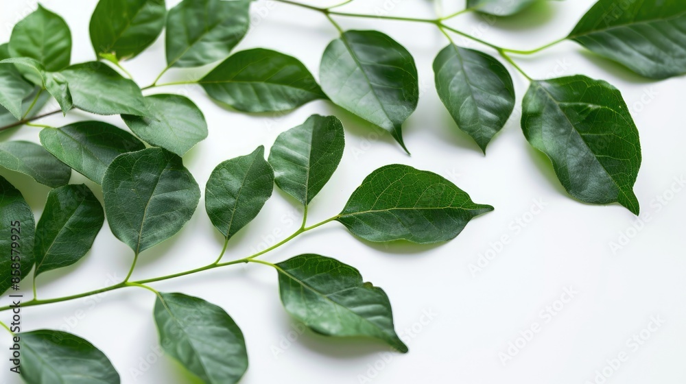 High quality photo of green leaves on white background High quality photo of green leaves on white background