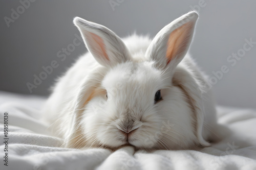 white rabbit on a table © Анна Ковальчук