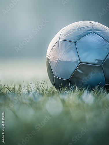 Metallic Soccer Ball on Grassy Field photo