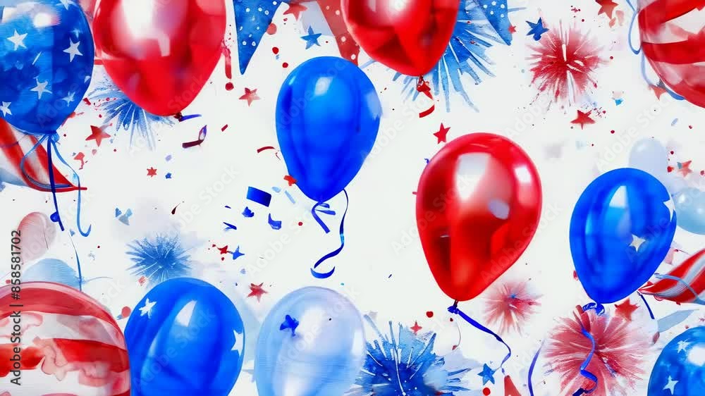 Festive Fourth of July background filled with balloons, banners, and ...