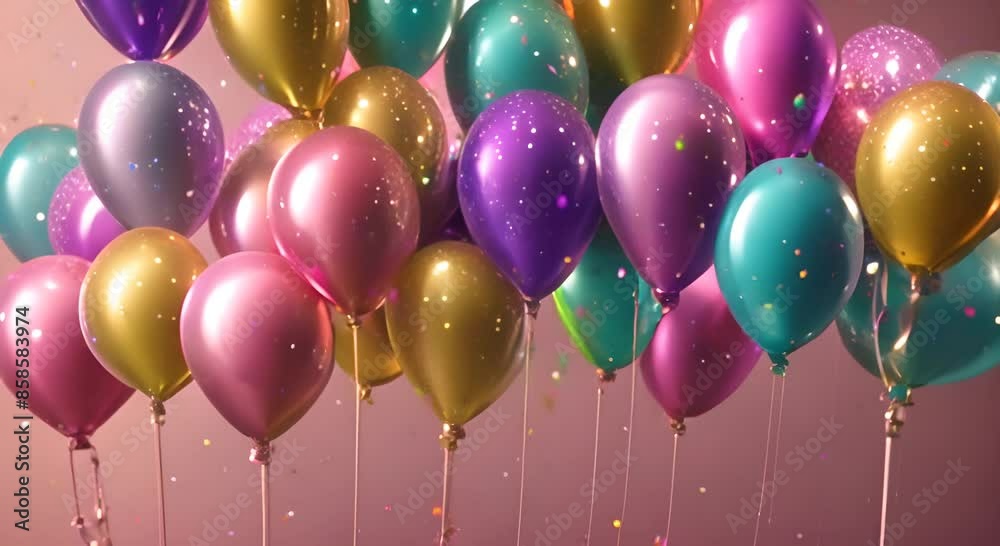 Glitter Balloons shiny sparkles birthday colorful balloons and party for kids birth day party Animation video footage Vertical 4k Glitter Balloons shiny sparkles birthday colorful balloons and party for kids birth day party Animation video footage Vertical 4k