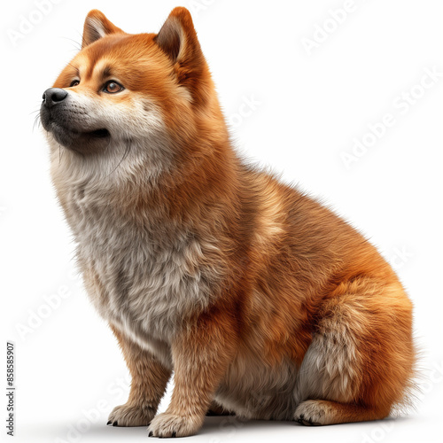 Fat shiba inu dog isolated on white background - Generative AI