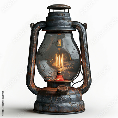 Old kerosene lamp isolated on white background - Generative AI