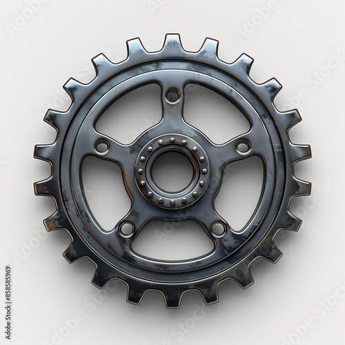 Metal gear isolated on white background - Generative AI