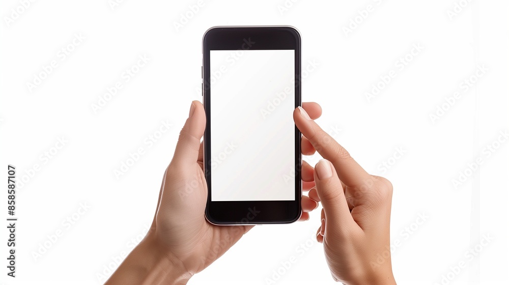 person with mobile phone on white background person with mobile phone on white background