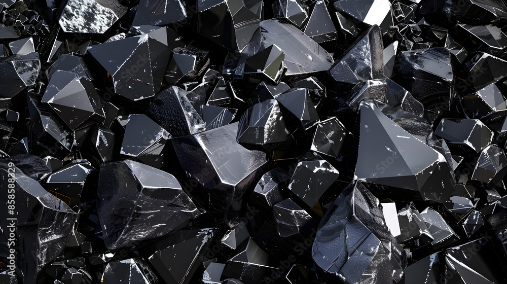 Mesmerizing Array of Glossy, Jet-Black Obsidian Crystals Reflecting Light With Dazzling, Mystical Appearance Mesmerizing Array of Glossy, Jet-Black Obsidian Crystals Reflecting Light With Dazzling, Mystical Appearance