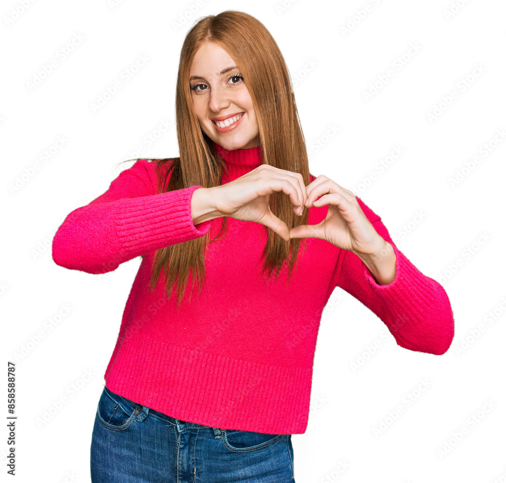 Young irish woman wearing casual clothes smiling in love doing heart symbol shape with hands. romantic concept. Young irish woman wearing casual clothes smiling in love doing heart symbol shape with hands. romantic concept.