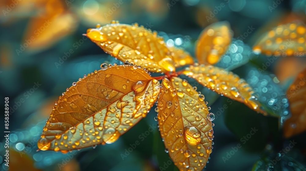 Raindrops, dew on a willow leaf. Fresh, juicy, golden sunset light, beautiful tree leaf close-up. Summer, spring background Raindrops, dew on a willow leaf. Fresh, juicy, golden sunset light, beautiful tree leaf close-up. Summer, spring background