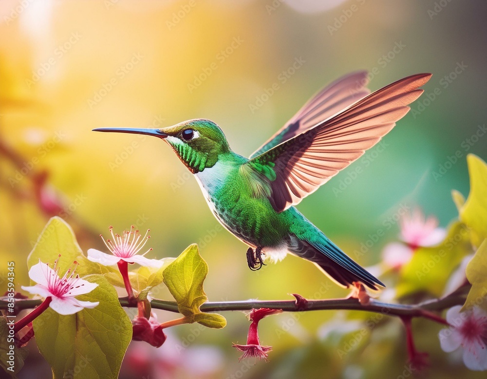 Fototapeta premium Colibrí macho en varias ramas