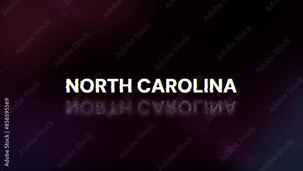 North Carolina text with screen effects of technological failures. Spectacular screen glitch with various kinds of interference. Looped North Carolina text with screen effects of technological failures. Spectacular screen glitch with various kinds of interference. Looped