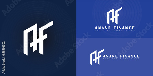 Abstract initial letters AF or FA logo in white color isolated on multiple background colors. The logo is suitable for accounting and financial logo vector design illustration inspiration templates.