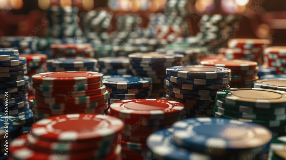 Chips casino in stacks. AI generative. Chips casino in stacks. AI generative.