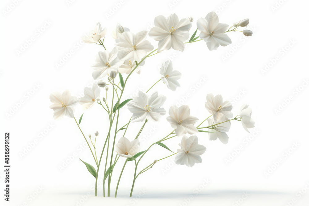 Obraz premium Elegant White Flowers on a Simple Background, Delicate Blooms Captured in Minimalist Plant Photography Art, Perfect for Modern Home Decor, Nature Inspired Wall Art and Tranquil Aesthetic