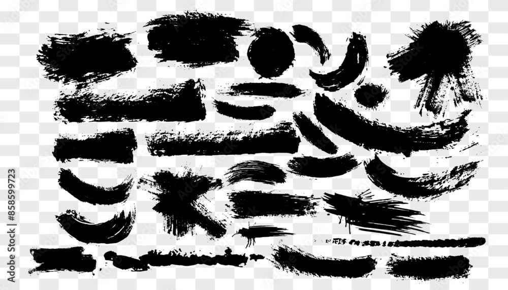Grunge brush and ink shapes with distressed textures in black. Perfect for dirty backgrounds and borders Grunge brush and ink shapes with distressed textures in black. Perfect for dirty backgrounds and borders