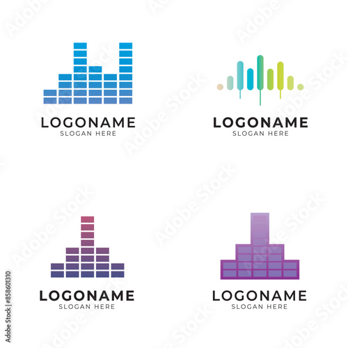 equalizer music icon logo set