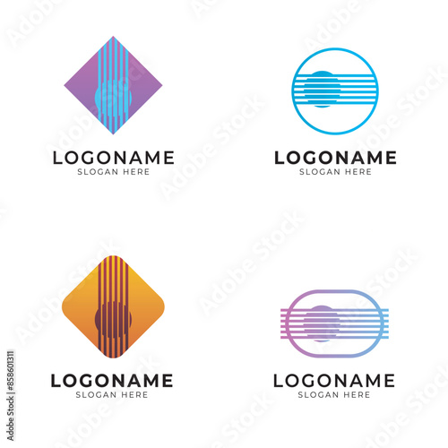guitar abstract icon logo set