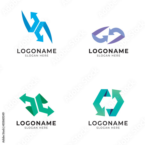 swap transfer logo icon set