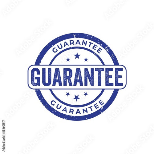 Blue Guarantee Stamp. Round Guarantee Sign. Guarantee stamp isolated on transparent background.