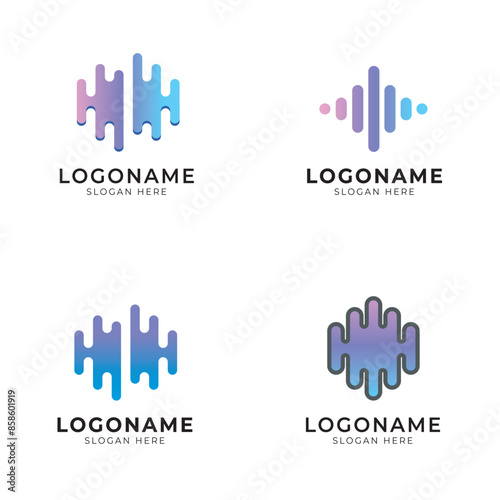 equalizer music logo icon set