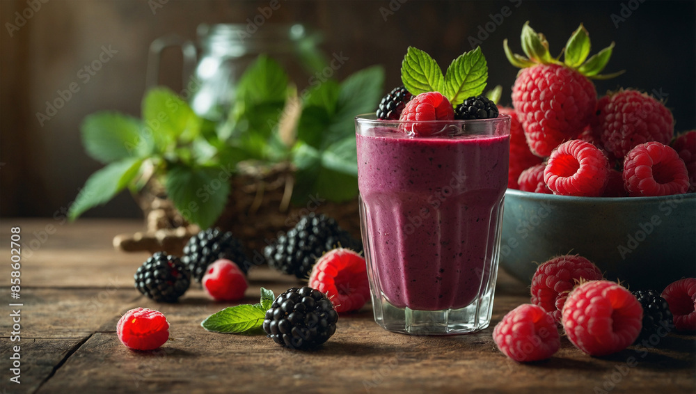Summertime smoothie with raspberry, blackberry Summertime smoothie with raspberry, blackberry