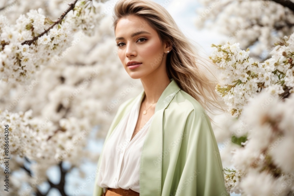 Beautiful woman in a spring fashion style concept Beautiful woman in a spring fashion style concept