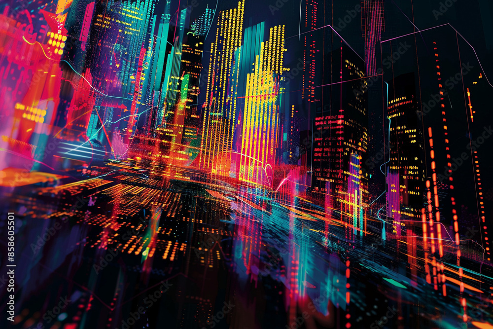 custom made wallpaper toronto digitaldigital data graphic dark financial stock photos and royaltyfree images, in the style of vibrant, high-energy imagery
