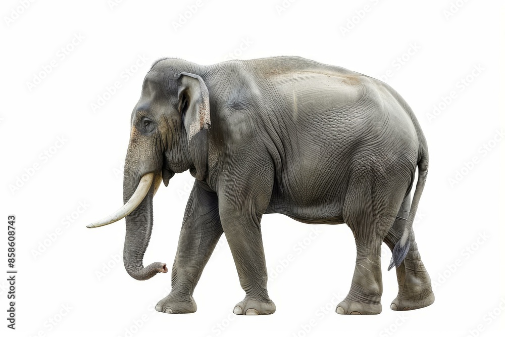 there is a large elephant walking on a white surface there is a large elephant walking on a white surface