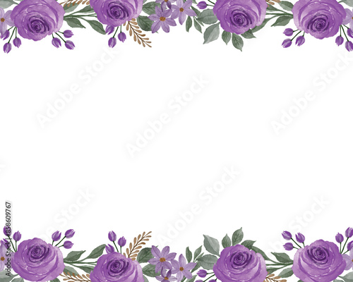 top and bottom purple rose watercolor frame