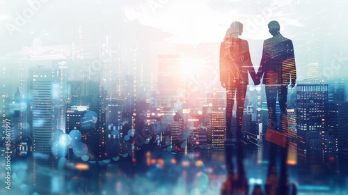 Wallpaper Mural Silhouettes of Couple Against City Skyline Torontodigital.ca