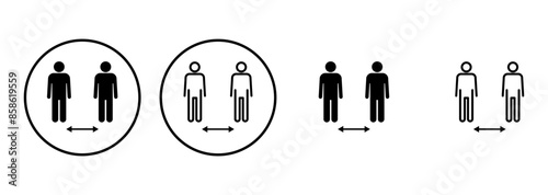 Social distance icon set. social distancing icon. self quarantine sign