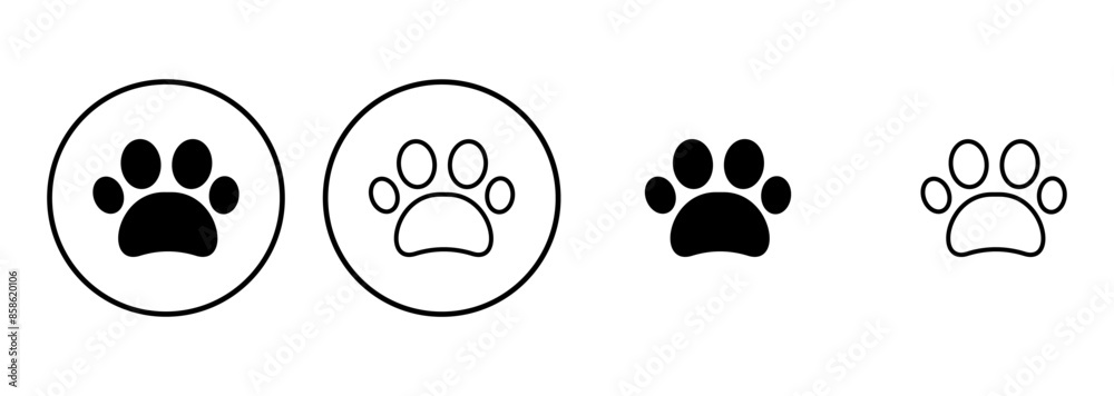 Paw icon set. paw print icon vector. dog or cat paw Paw icon set. paw print icon vector. dog or cat paw