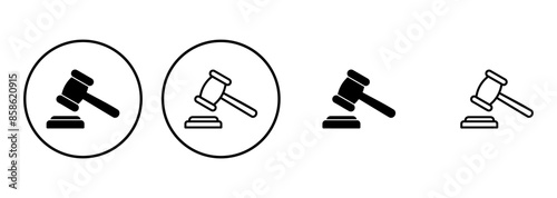 Gavel icon set. judge gavel icon vector. law icon vector. auction hammer