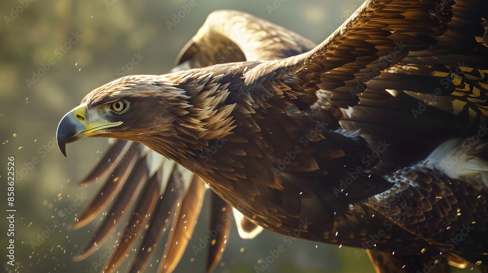 Obraz premium Eagle flying flush with water. 