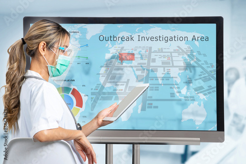 Female doctor is studying epidemiological data intensively.