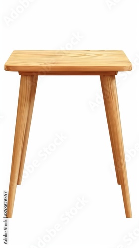 Wooden table on white background, isolated, studio shot. Minimalist furniture design concept