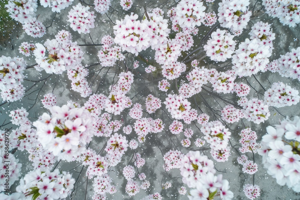 Obraz premium Aerial view of cherry blossoms sakura