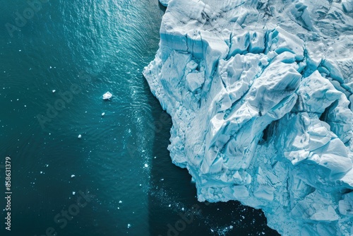 Drone view of iceberg landscape at Ilulissat ice fjord Greenland photo
