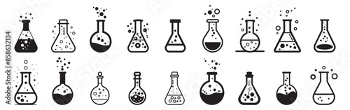 Chemical glass icon and science chemistry tube toxic medicine design.