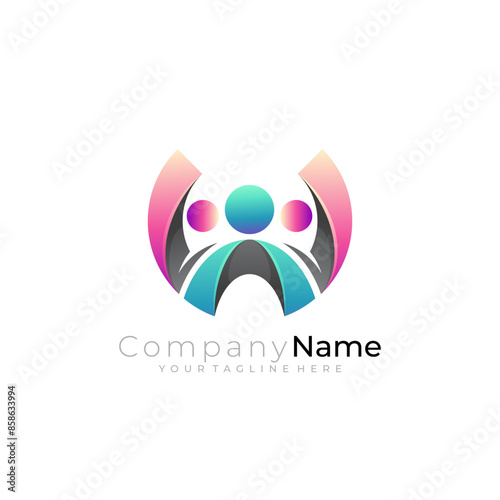 People care logo with charity design social, community design