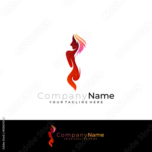 the sexy body icon of a beautiful girl with a red glow, women icons