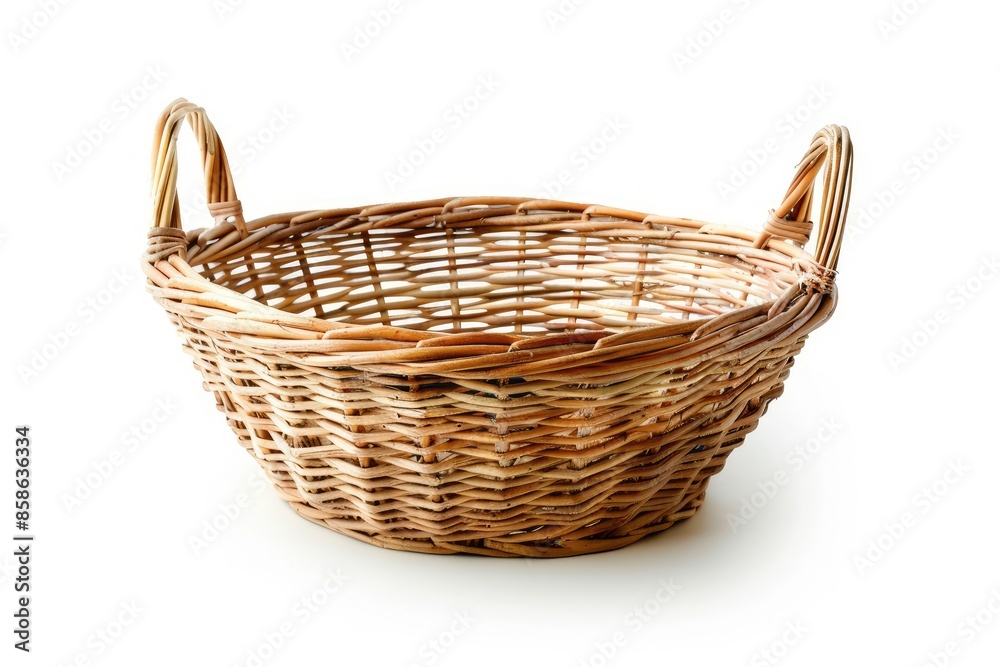 Obraz premium Vacant wicker basket on white surface