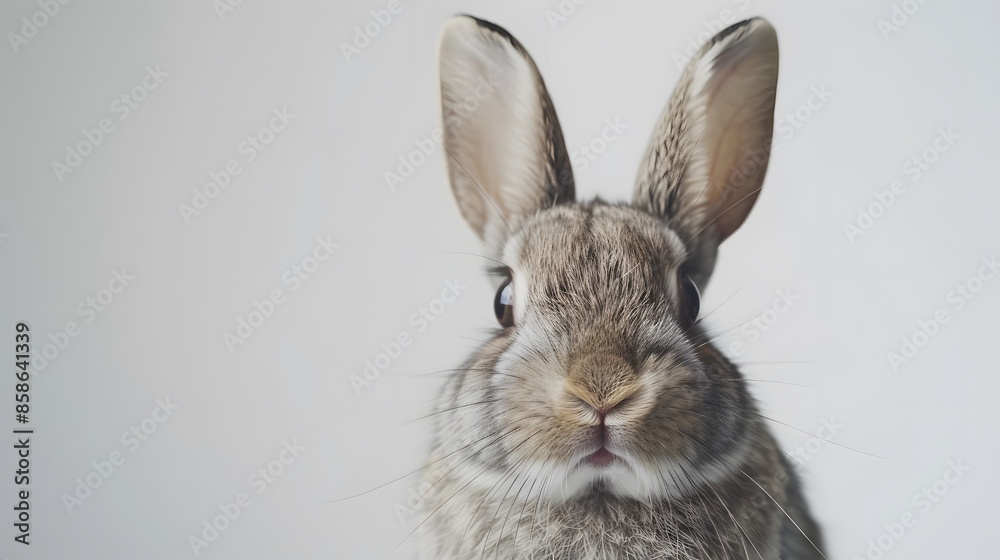 Obraz premium Rabbit , 4 months old, sitting against white background.