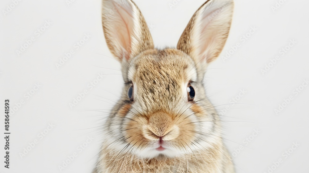 Obraz premium Rabbit , 4 months old, sitting against white background.
