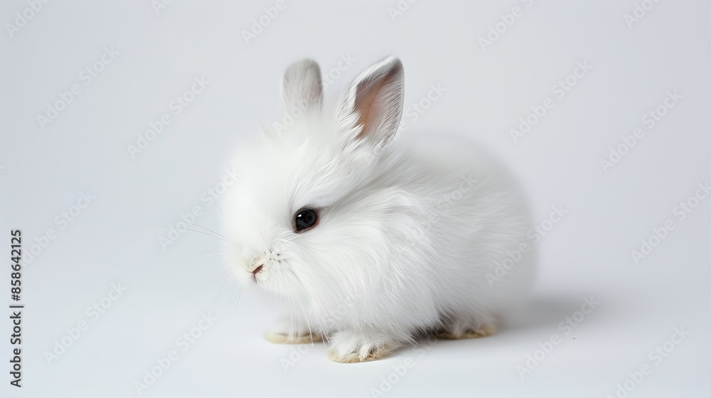 Rabbit , 4 months old, sitting against white background. Rabbit , 4 months old, sitting against white background.