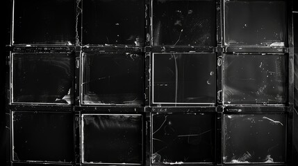 Aged black and white contact sheet with empty frames and medium format hand copy