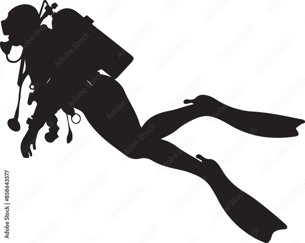 Scuba diving silhouette vector Scuba diving silhouette vector